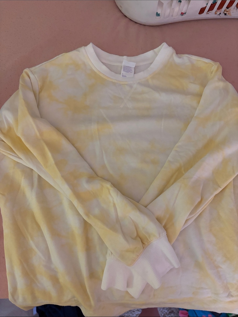 stars above Yellow & White Tie-Dye Crewneck Sweater